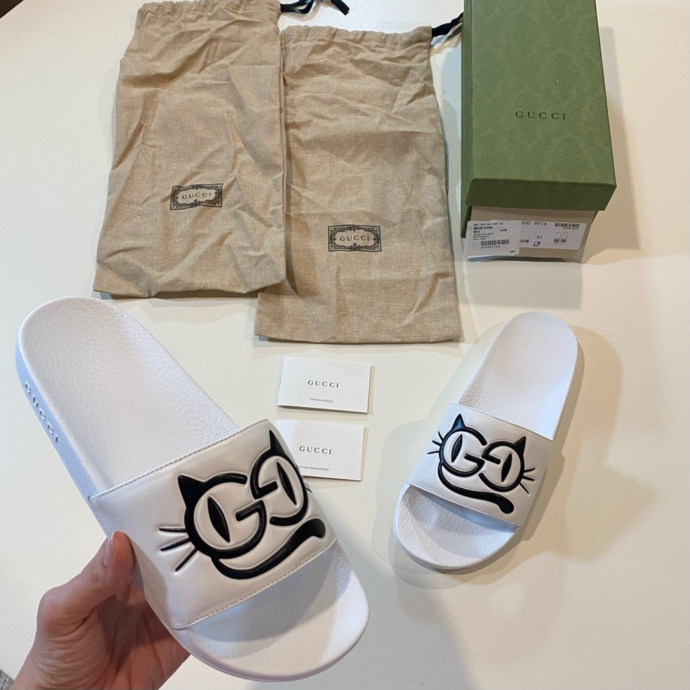 Gucci Cat Logo Pursuit Slip On Slide Sandal - Picture 7 of 15